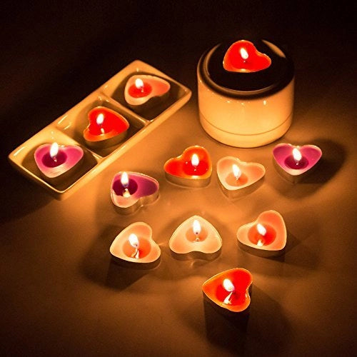 50 candele a forma di cuore, senza fumo, ideali per matrimoni e feste