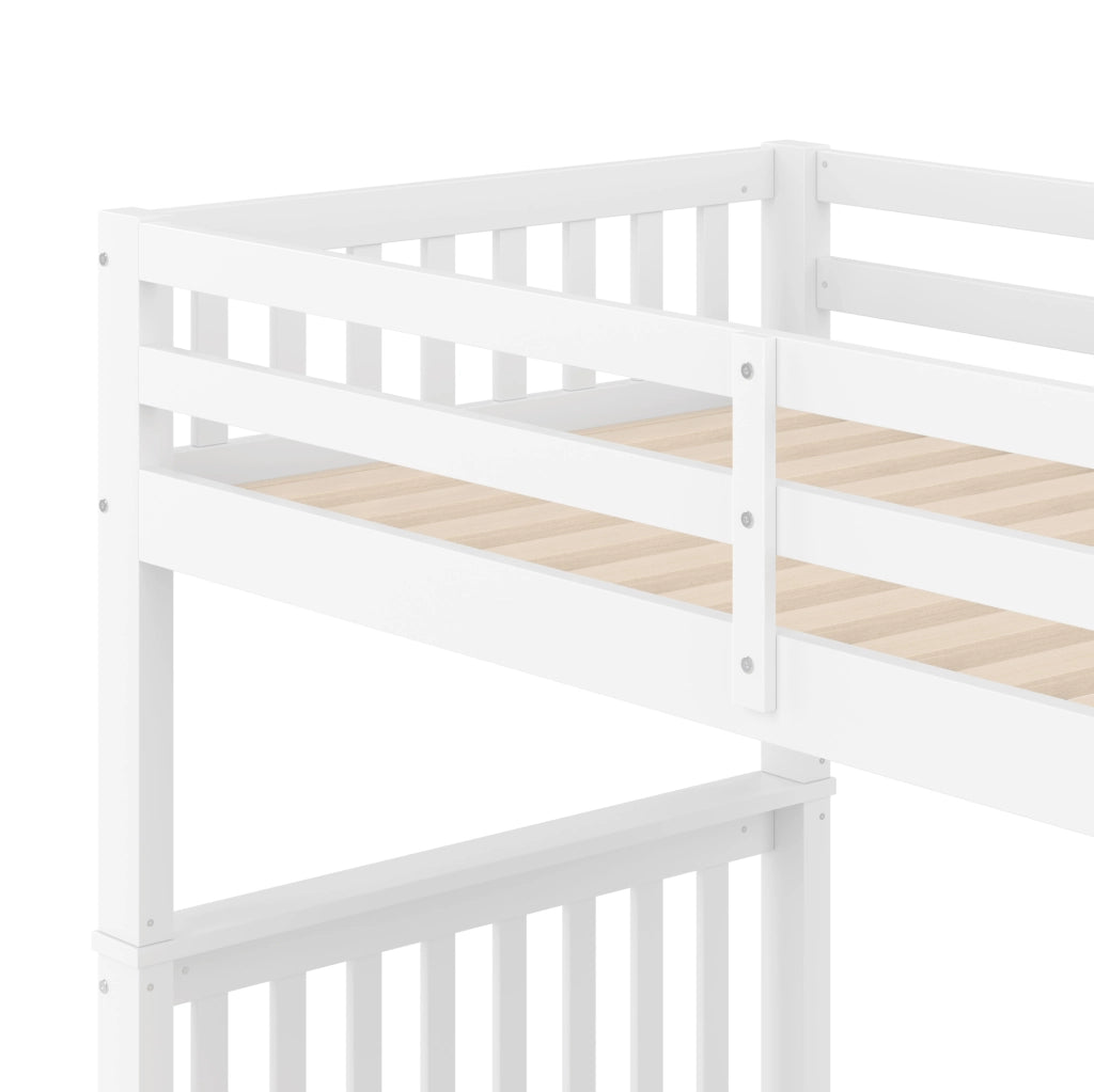 Letto a castello 90x200 cm con letto estraibile e scala bianco