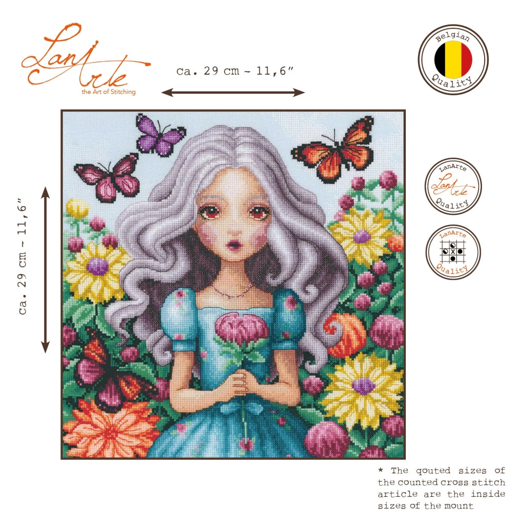 Kit per ricamo a punto croce "Dahlie", 29x29 cm, decorazione murale fai-da-te