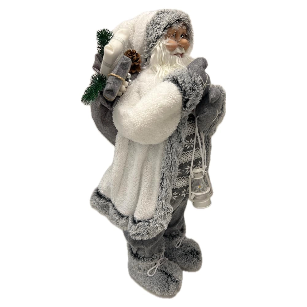 Babbo Natale, altezza 83 cm, bianco, con maglione natalizio, taglia L