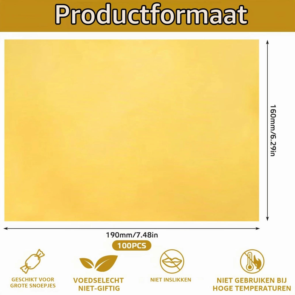 100 fogli di alluminio dorati, dimensioni 19x16 cm, per cioccolatini e caramelle