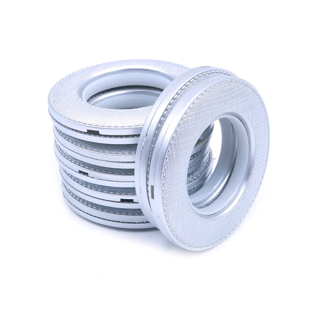 Anelli per tende, 25 pezzi, 40 mm, a quadretti, color argento, a basso rumore