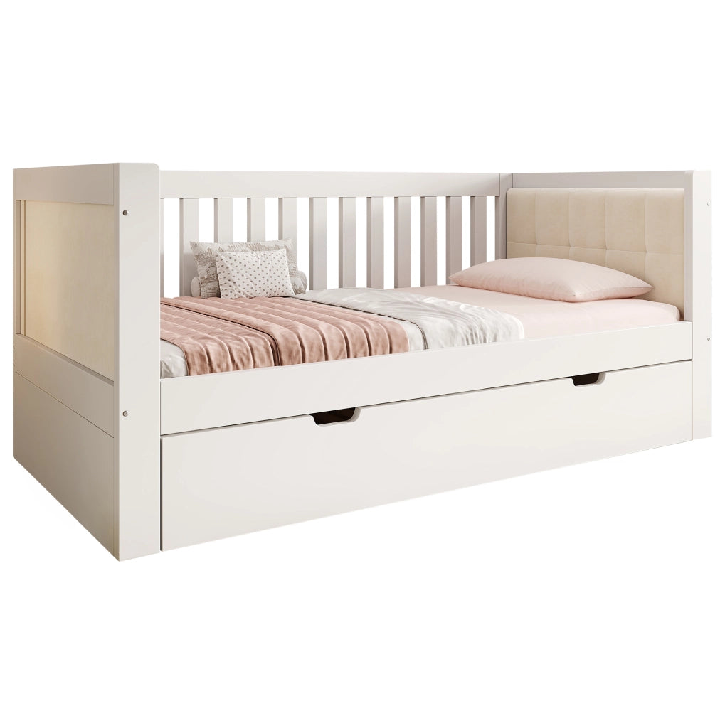 Divano letto con letto estraibile 90x200 cm in legno di pino bianco