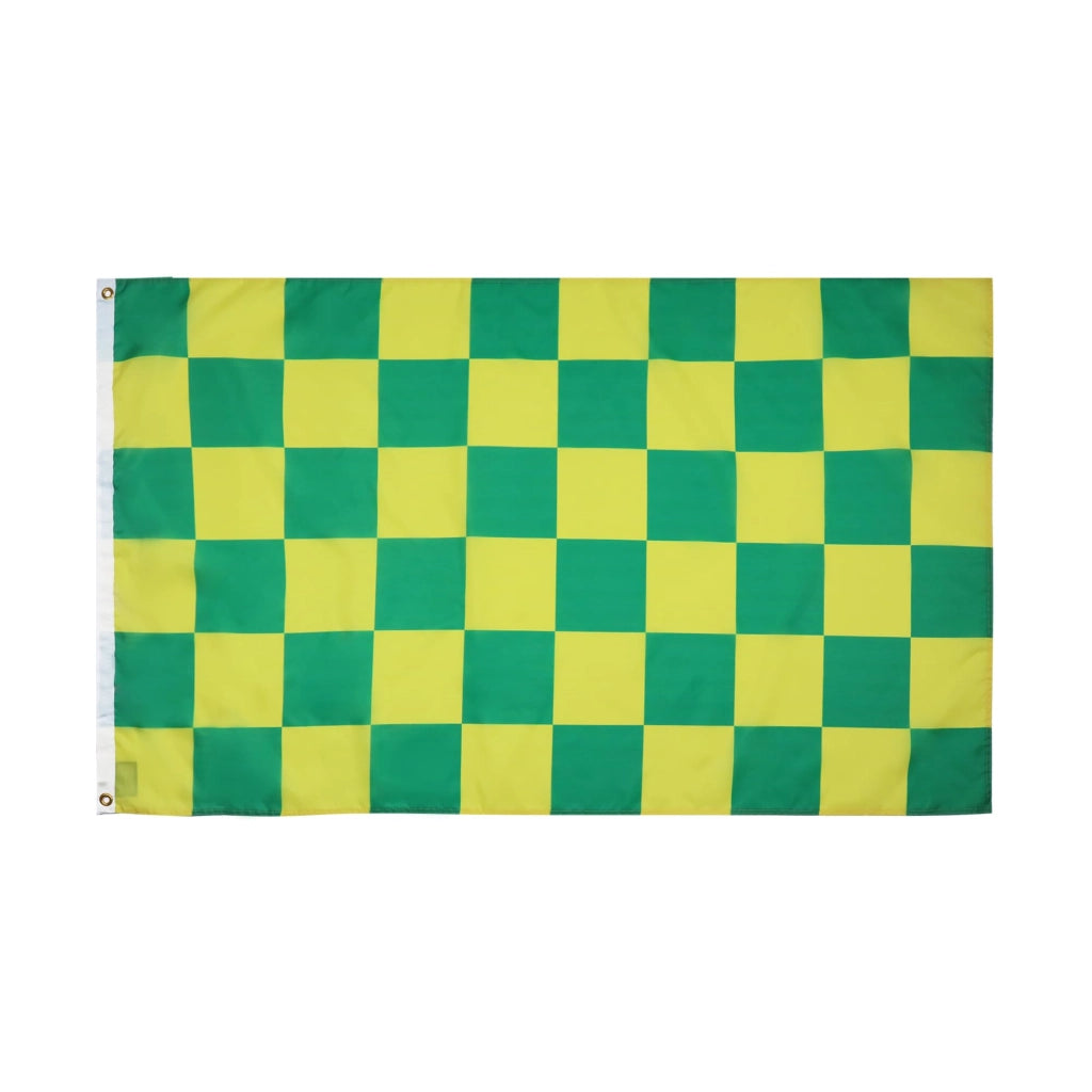 Bandiera a scacchi, verde e gialla, 90x60 cm, in poliestere 100D
