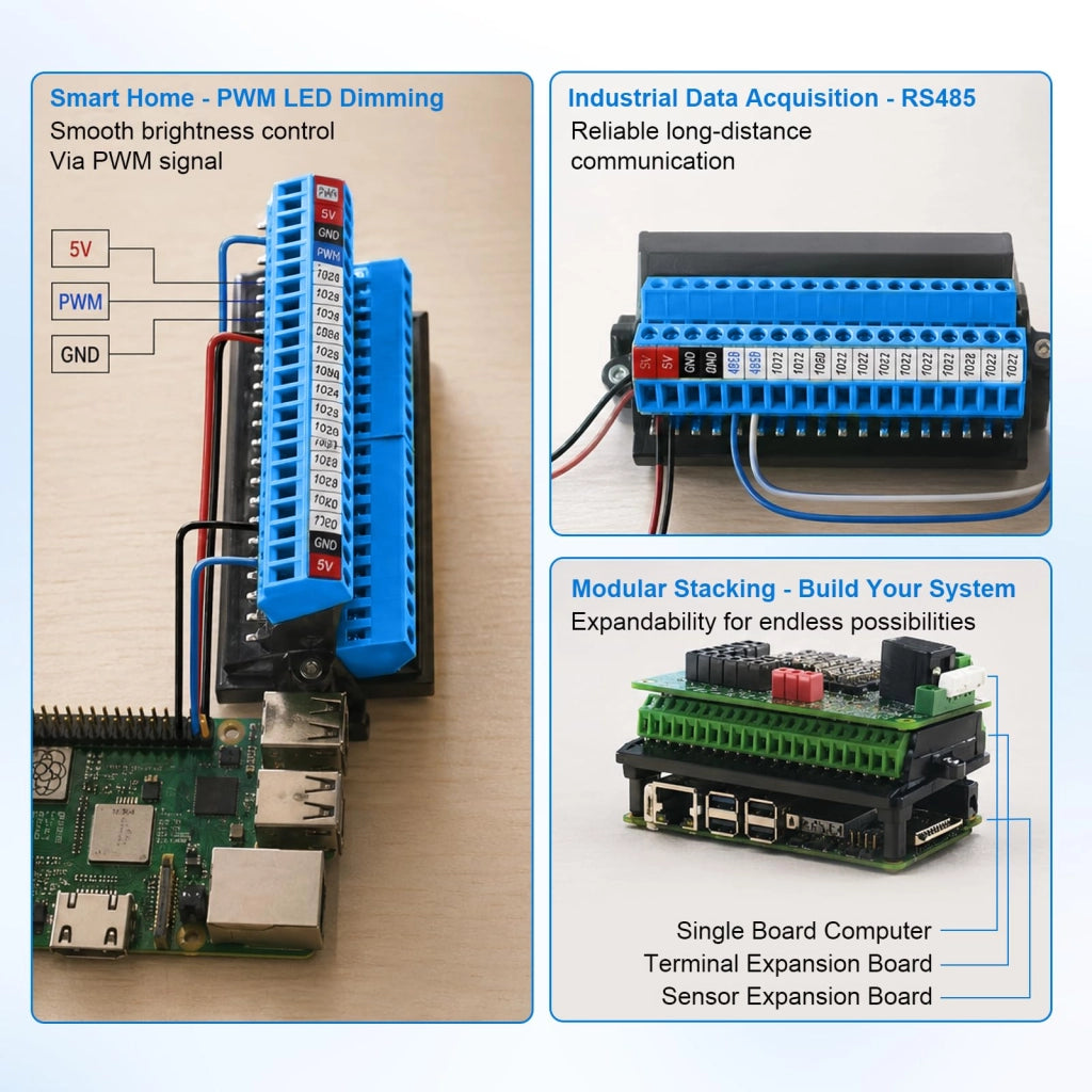 Scheda di breakout GPIO con morsetti a vite per Raspberry Pi 4B/3B+/3B/2B