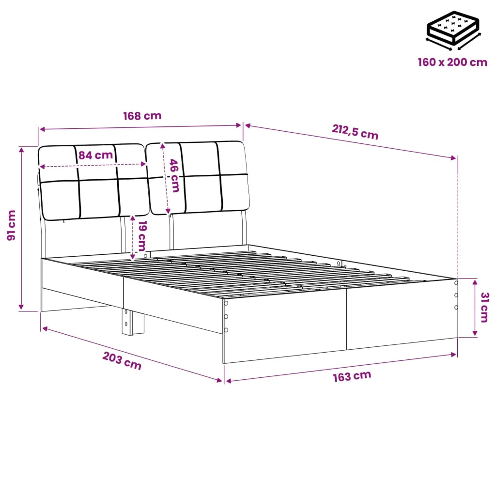 Letto matrimoniale con testiera Bianco e Grigio Chiaro 3440566