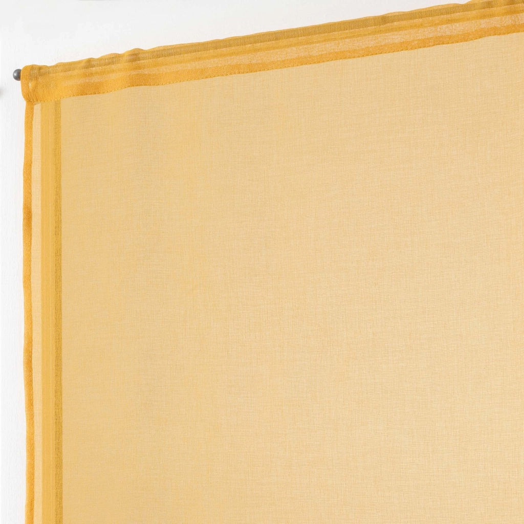 Coppia di tende, 2 pezzi, dimensioni 60 x 90 cm, effetto sabbiato, colore giallo, tessuto voile