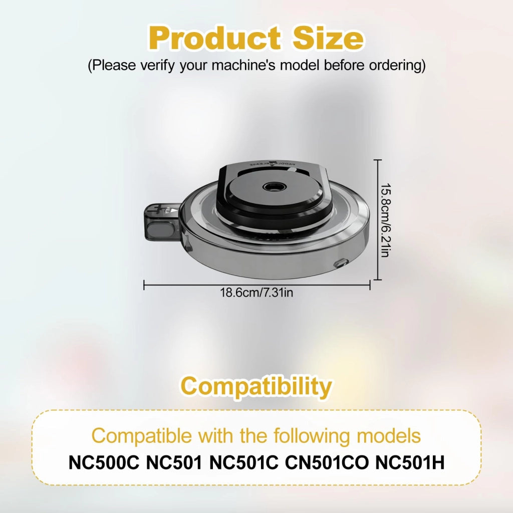 Coperchio di ricambio per macchina per gelati serie NC501, dimensioni 15,8 x 18,6 cm, colore nero, materiale ABS