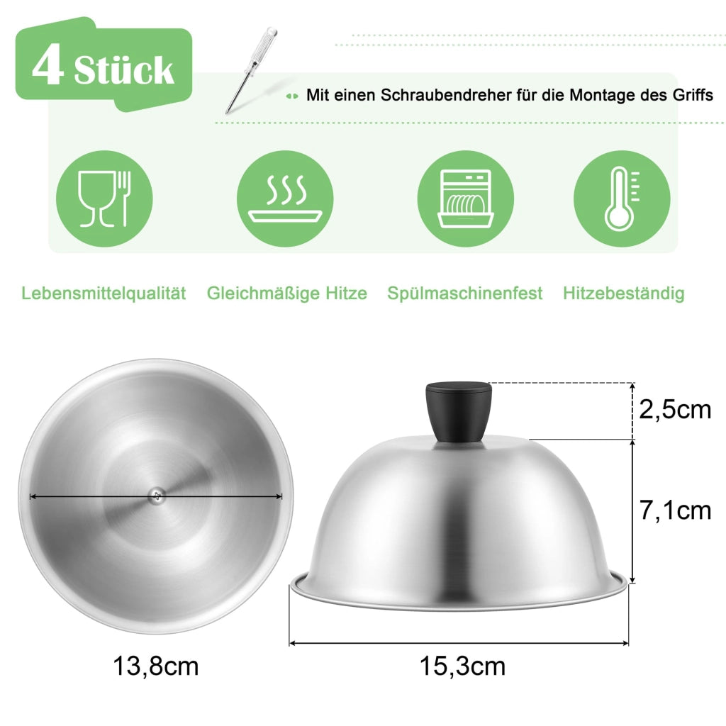 Set di 4 pinze per hamburger, in acciaio inossidabile, dimensioni 15,2 x 9,6 cm, adatte al lavaggio in lavastoviglie