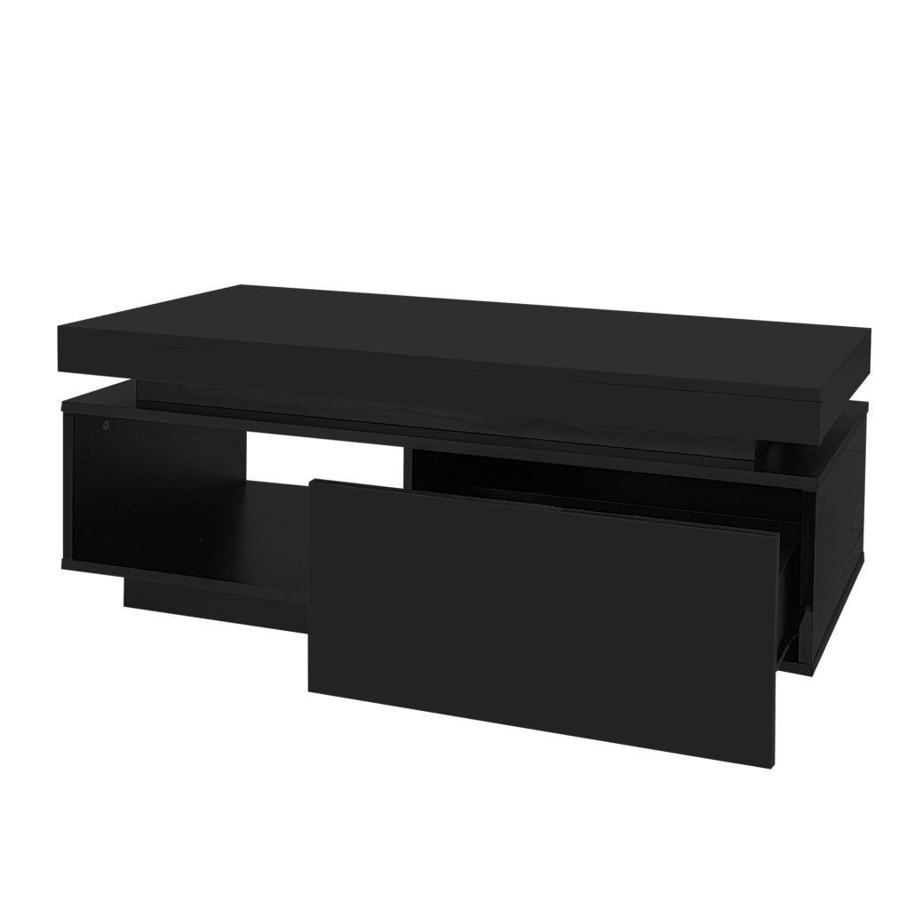 Set mobile TV e tavolino 181 x 38 x 38 cm nero lucido con LED