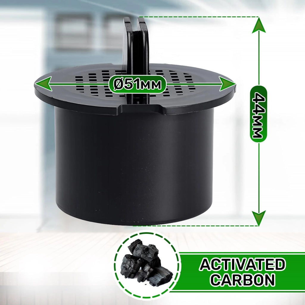 Filtri a carbone attivo per frigorifero, 2 pezzi, diametro 51 mm, colore nero