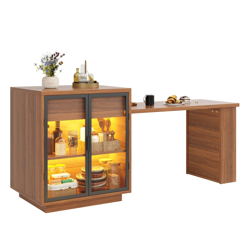 Isola cucina estensibile 122-194;5x70x94 cm MDF metallo marrone scuro