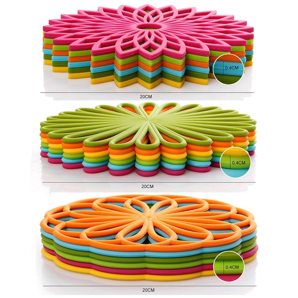Set di 3 sottobicchieri in silicone, colore giallo, diametro 20 cm, resistenti al calore