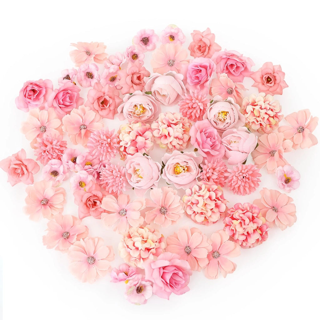 Fiori artificiali, 60 pezzi, mini, rosa, in seta, altezza 2-5 cm