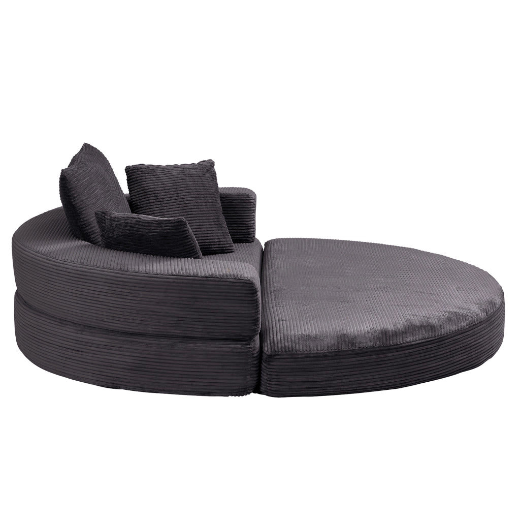 Divano letto pieghevole 2 in 1 173x176 cm in schiuma nero con 3 cuscini