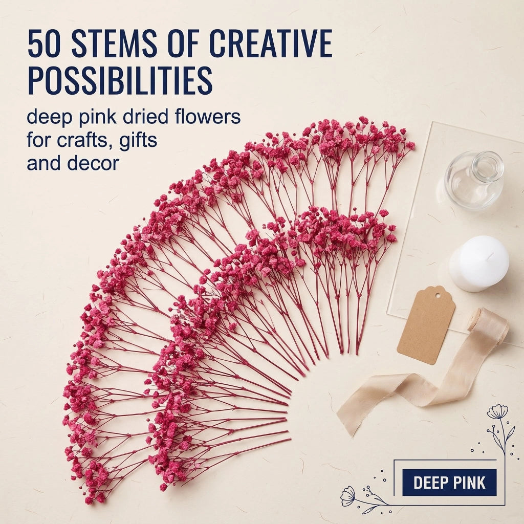 Fiori secchi, rosa, 50 pezzi, 15,6 cm, ideali per progetti creativi