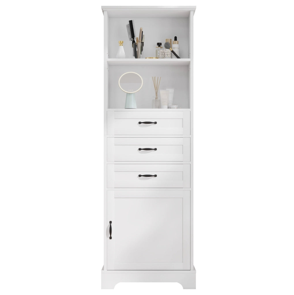 Mobiletto bagno 56 x 25,6 x 167 cm in MDF bianco, 3 cassetti