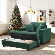 Chaise longue contenitore in velluto a coste verde smeraldo