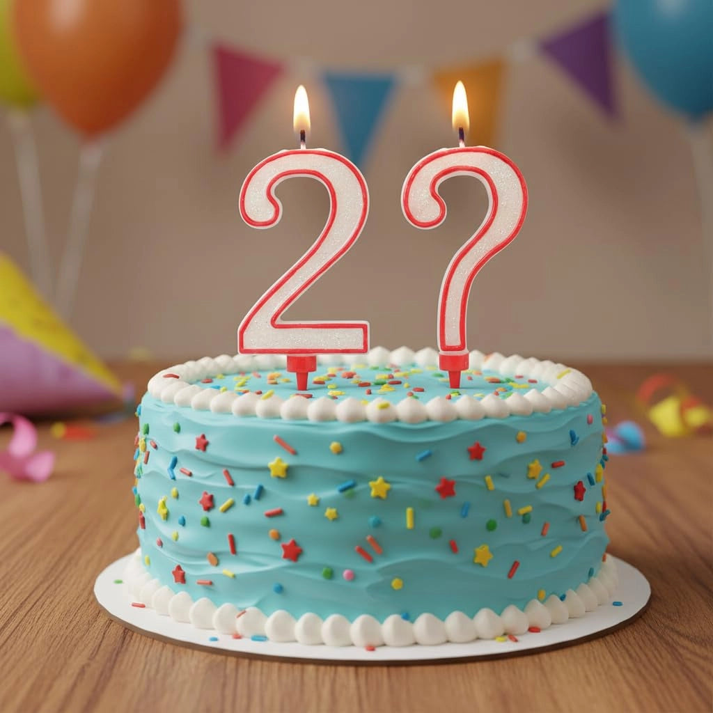 Candelina per torta a forma del numero 5, con glitter, 11 cm, bianca e rossa