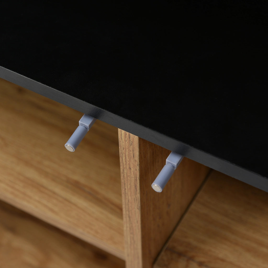 Credenza 160 × 35 × 76 cm con tre ante e ripiani regolabili in MDF e pannello truciolare legno naturale e nero