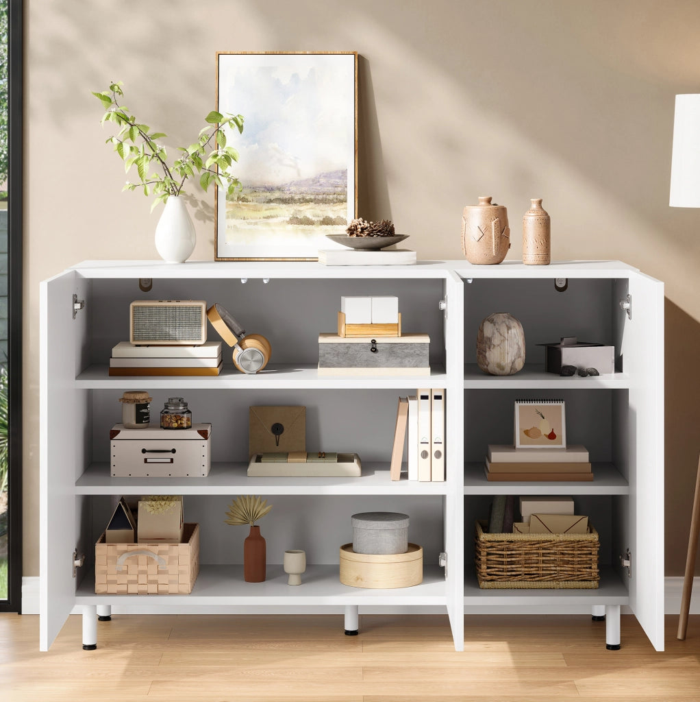 Credenza scarpiera bianca a 3 ante con ripiani regolabili