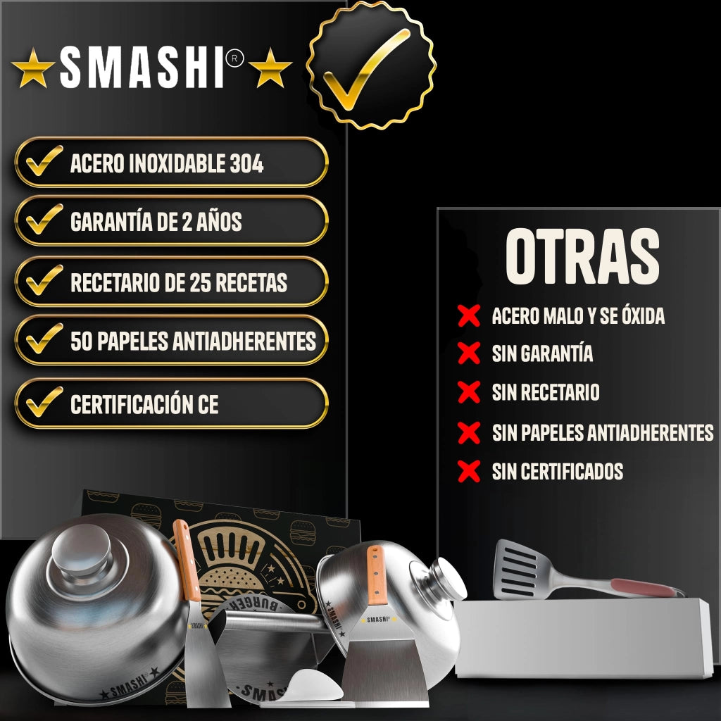 Kit per hamburger smash, in acciaio inossidabile 304, composto da pressa, spatola e accessori, con 25 ricette