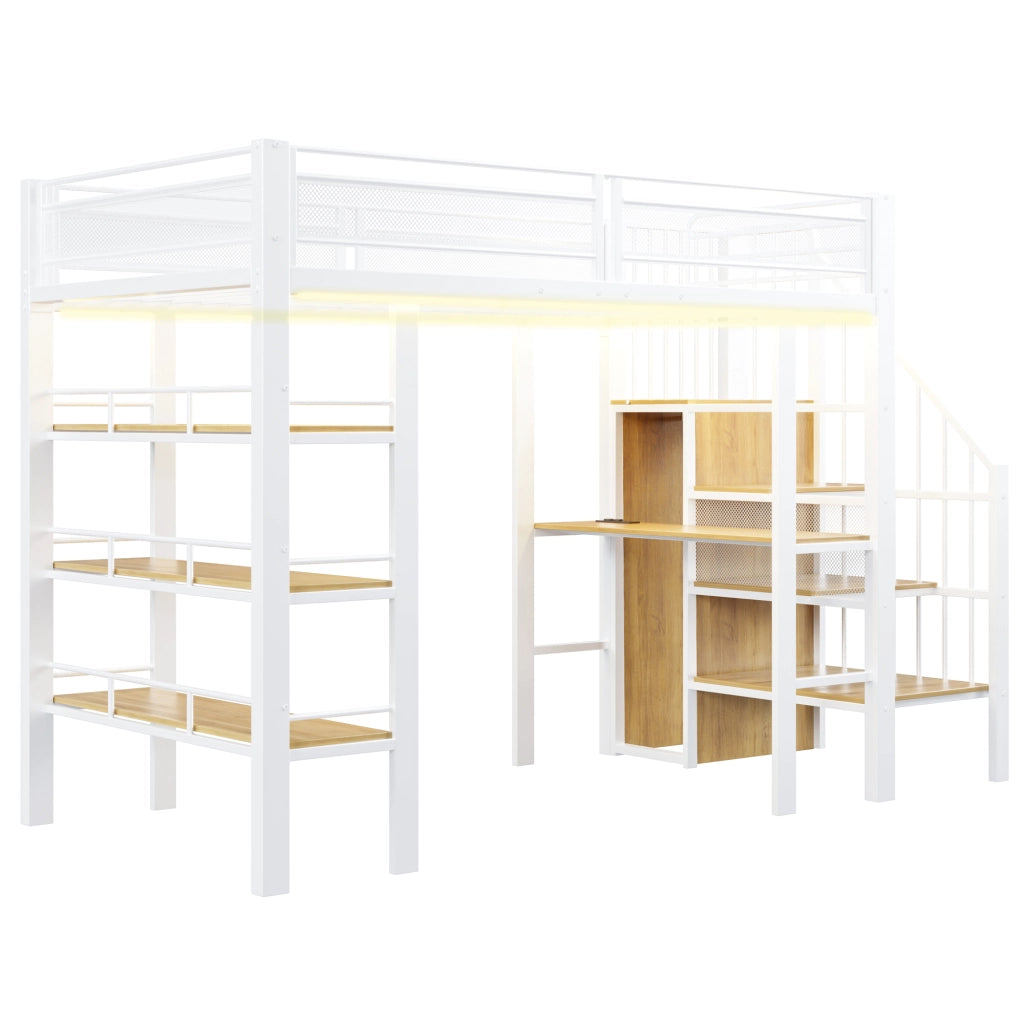 Letto a soppalco singolo 90x200 bianco con scrivania