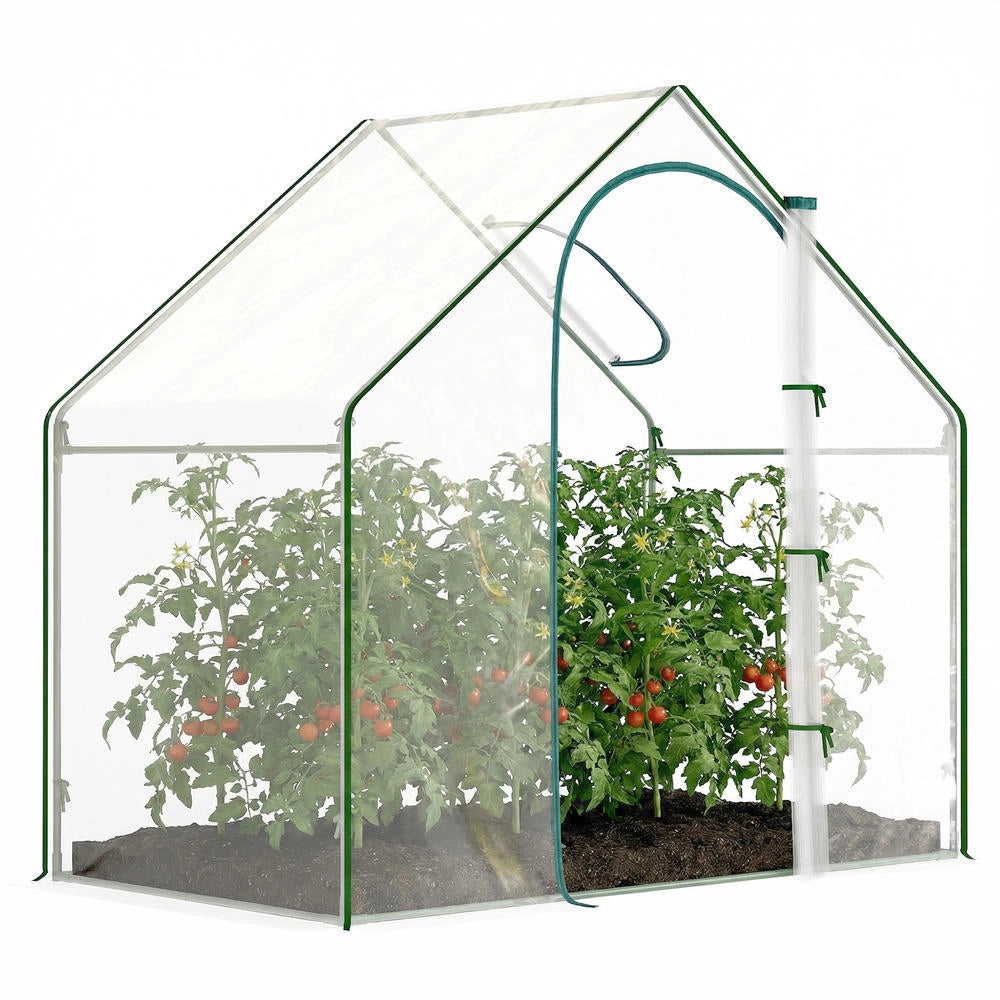 Serra da Giardino per Pomodori 1,8L x 1l x 1,68H m in Acciaio e Plastica Impermeabile Trasparente Verde con Porta a Cerniera