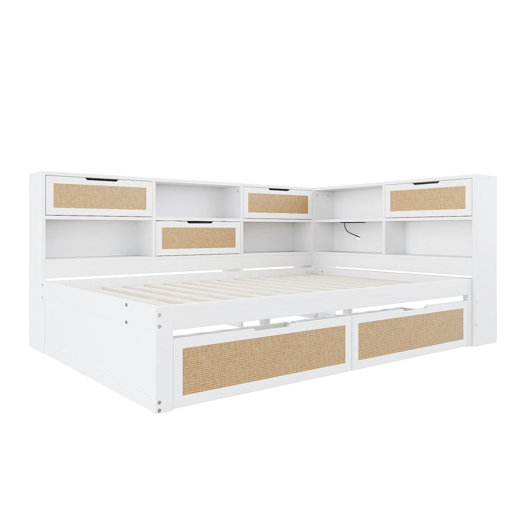 Letto alla francese 140x200 bianco con due cassetti