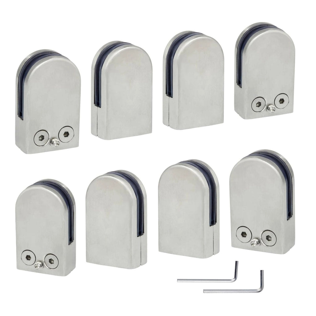 Fascette per vetro 8 pezzi 6-8 mm acciaio inossidabile 304 clip per vetro regolabili staffa per vetro retro piatto per ringhiera scala corrimano