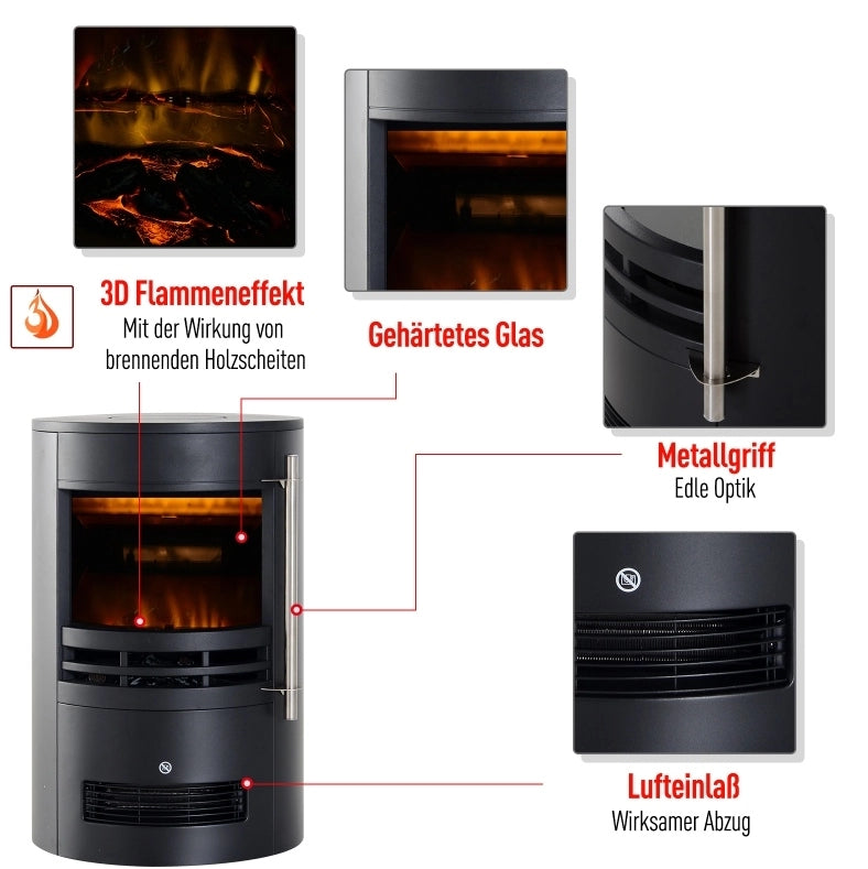 CAMINO ELETTRICO con termoventilatore 41x41x64,5 cm Nero