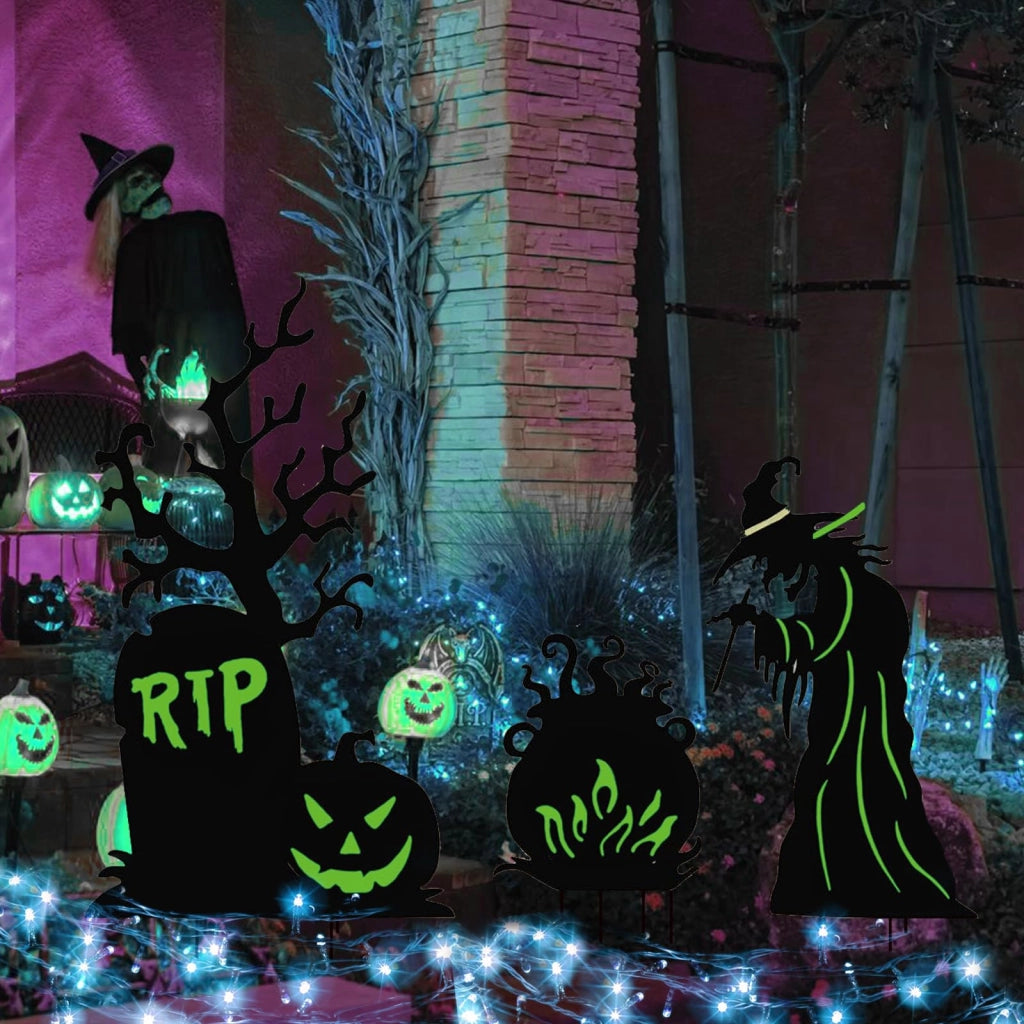 3 lapidi a tema Halloween con 6 catene luminose a LED, lunghezza 3 metri, 90 LED, decorazioni per cimitero