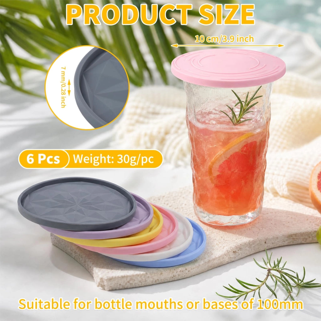 Set di 6 coperchi in silicone per yogurt, diametro 10 cm, riutilizzabili