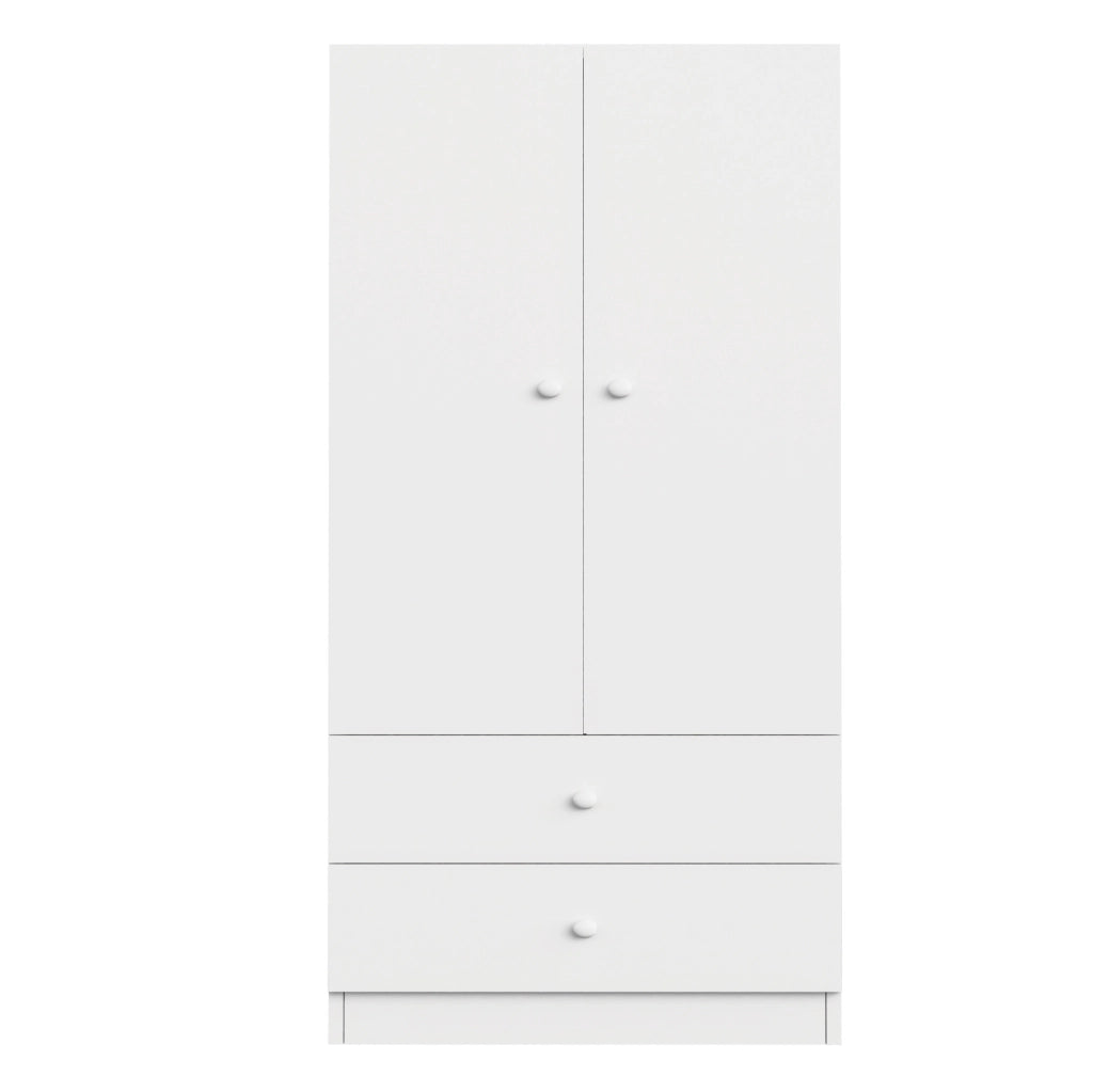 Armadio bianco e rosa con due cassetti, 70 x 40 x 170 cm