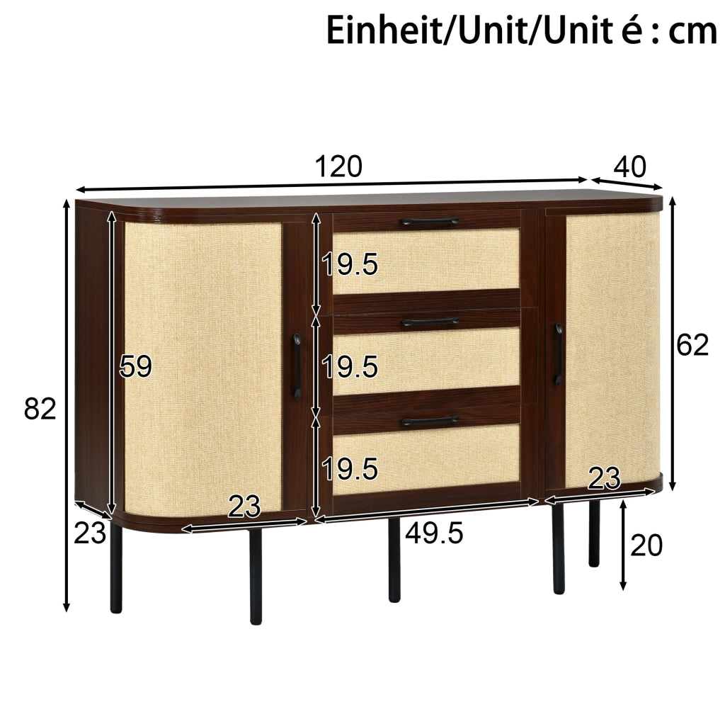 Set mobili soggiorno e sala da pranzo in MDF noce, 3 pezzi