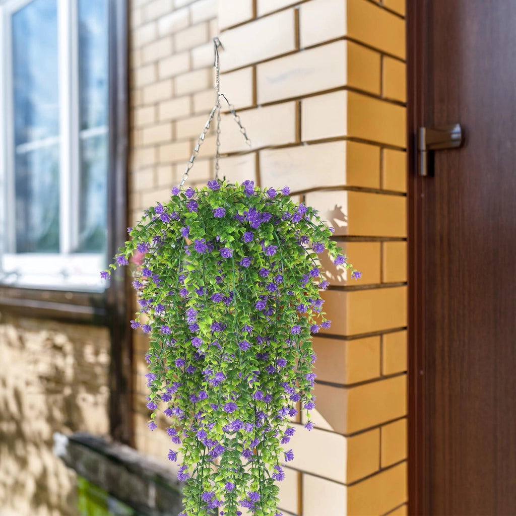 Fiori artificiali da parete, 4 pezzi, resistenti ai raggi UV, color viola, 76 cm