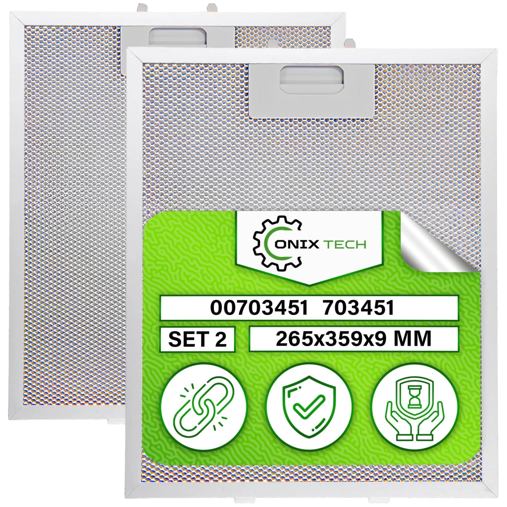 Set di 2 filtri antigrasso in alluminio, dimensioni 265x359x9 mm, per cappe aspiranti