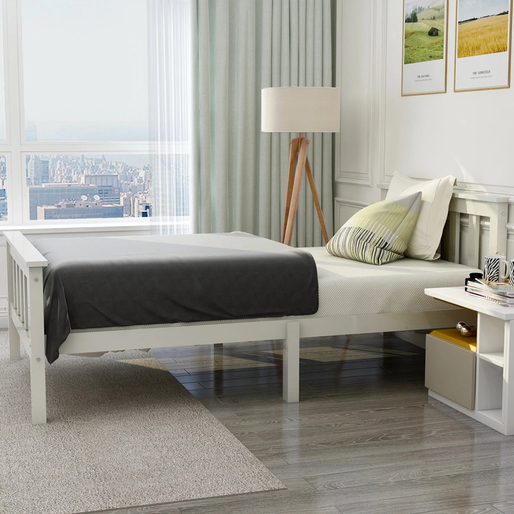 Letto singolo 90 x 200 cm bianco con testiera