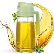 Spruzzatore per olio 2-in-1, flacone in vetro da 450 ml, adatto per alimenti, colore verde