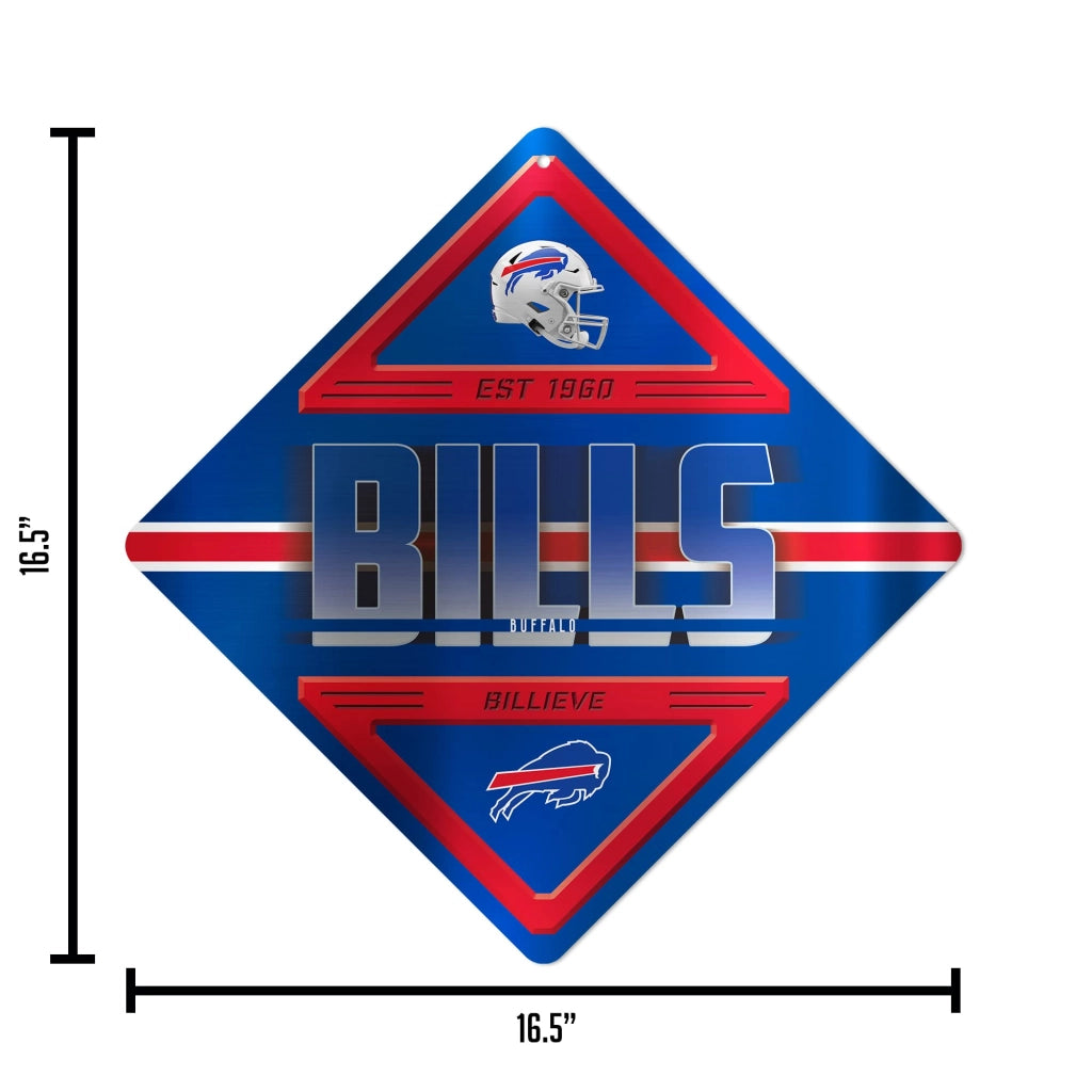 Scudo da parete in metallo, Buffalo Bills, 31x31 cm, argento, decorazione sportiva