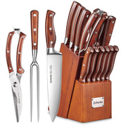Set di coltelli da cucina in acciaio inossidabile con manico in legno, composto da 16 pezzi