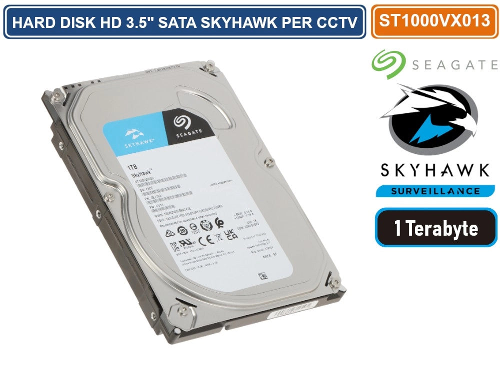 HARD DISK HD 3,5" SATA SKYHAWK 1000 GB 1TB 6Gb/s SEAGATE ST1000VX013 CCTV