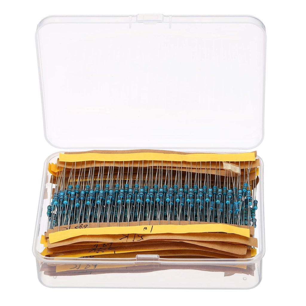 Assortimento di resistenze, 600 pezzi, 30 valori, da 10Ω a 1MΩ, 1/4W, tolleranza ±1%