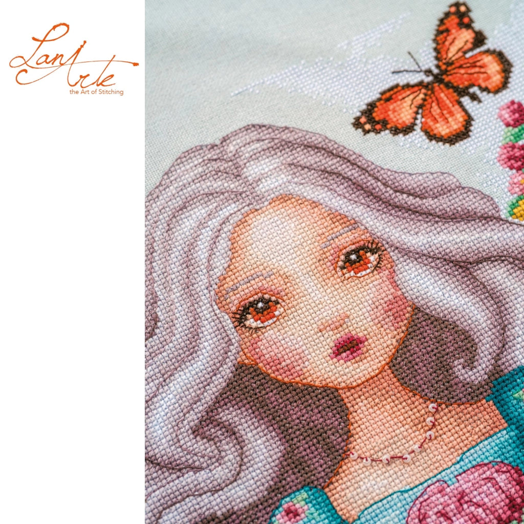 Kit per ricamo a punto croce "Dahlie", 29x29 cm, decorazione murale fai-da-te