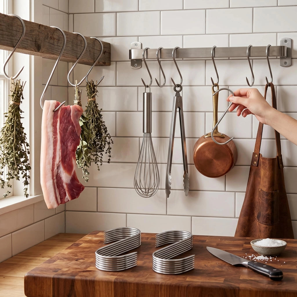 40 ganci in acciaio inossidabile, 13 cm, per la lavorazione della carne