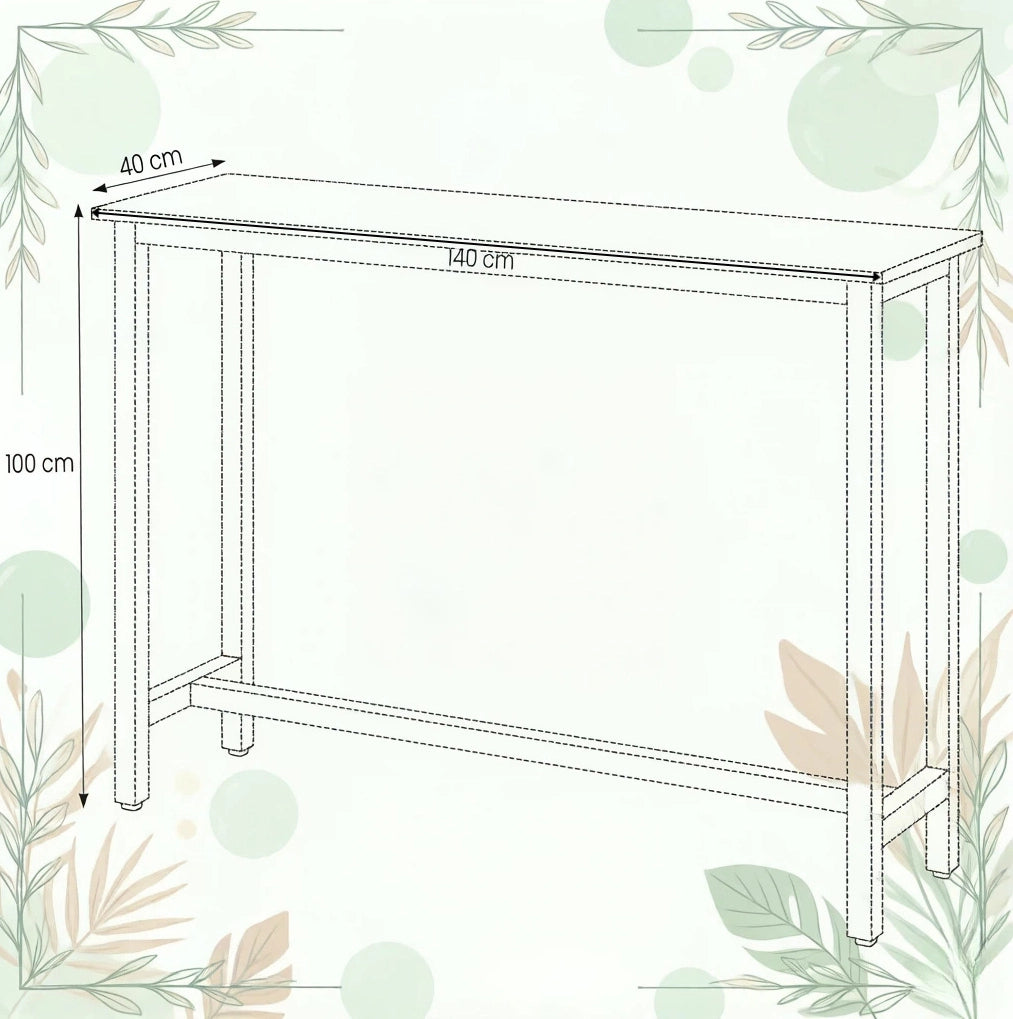 Tavolo da bar 140x100x40 cm in MDF e metallo nero, stile industriale
