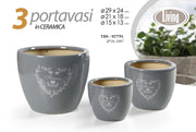 Set 3 portavasi in ceramica Ø29/21/15 cm