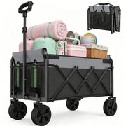 Carrello pieghevole da trasporto 100 L con ruote girevoli a 360° in acciaio; nero