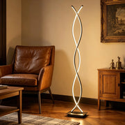 Lampada da terra a doppia spirale con luce regolabile