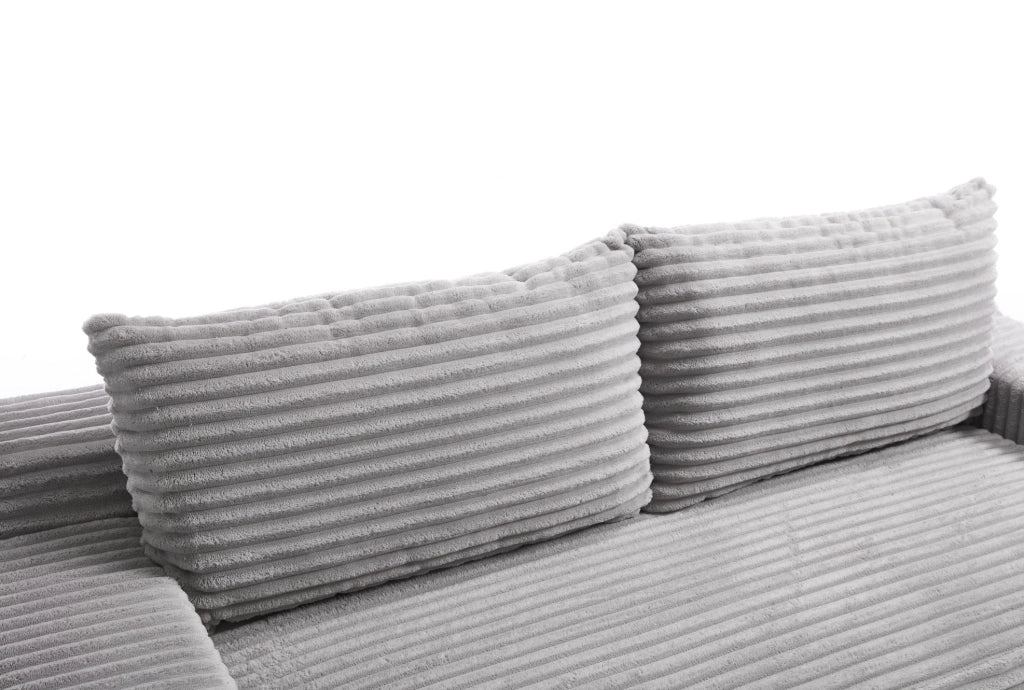 Divano letto trasformabile 2 in 1 in velluto a coste grigio chiaro